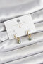 Minimal Nazarlı Model Gold Color Zircon Stone Women's Earrings - 2