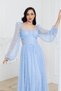 Bale Detailed Long Lace Evening Dress - Baby Blue - 3
