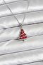 316L Steel Chain Silver Color Red Pine Tree Model Christmas Themed Women's Necklace - 2
