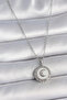 316L Steel Silver Color Chain White Enamel Crescent Embroidered Medallion Model Women's Necklace