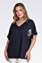 Tolga Saraçoğlu V-Neck Stone Printed Stylish Knitted Blouse 11058 - 3