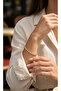 Brass Gold Color Zircon Stone Baklava Model Women's Bracelet
