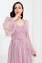 Bale Detailed Long Lace Evening Dress - Pudra - 3
