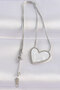 316L Steel Chain Silver Color Marble Patterned Heart Necklace - 2