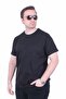 Men's Large Size Crew Neck T-Shirt with Pockets 26143 Black