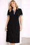 Women's Plus Size Black, Ribbed Detail, Viscose Fabric, Pocket Midi Dress 65N39462 - 5