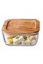 Set of 6 Breakfast Storage Containers with Acacia Wood Lids - 270 ml Vacuum & Leak-Proof Glass Jars - 3