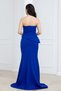 Stone Detailed Atlas Long Evening Dress - Cobalt Blue - 8