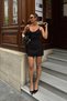 Black Shorts Detailed Lace Atlas Fabric Women's Mini Skirt - 5
