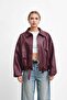 Women's Oversize Leather Jacket with Belt and Buckle, Biker Model, Stylish Coat - 5