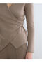 Esvab • Modern & Distinctive Double-Breasted Roba Collar Buckle Detailed Gathered Blouse - 3