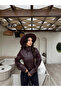 Women's Cropped Leather Jacket Stand Collar Biker Motorcycle Model Stylish Short Coat - 6