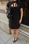 Black Short Sleeve Neck Tie Detail Square Neck Waist Fitted Women's Mini Dress - 4