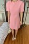 Pink Sleeve Pleated Detail Half Sleeve Women's Mini Dress with Handle - 4
