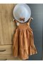 Girl's Layered Dress & Straw Hat Set – Floral Detailed Summer Combination - 2