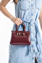 Burgundy Belt Detailed Women's Crossbody and Shoulder Bag - 4