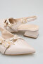 S150 Cross-Strap Open Back Slingback Model Women's Shoes with Gold Studs and Buckle Accessories - 4