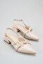 S150 Cross-Strap Open Back Slingback Model Women's Shoes with Gold Studs and Buckle Accessories