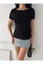 Women's Short Sleeve Boat Neck Buzy Fabric T-Shirt