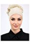 Ruffled Seamless Combed Cotton Bonnet Cream - Women's Hijab Tie-On Bun Inner Bonnet