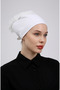 Ruffled Seamless Combed Cotton Bonnet Ecru - Women's Hijab Tie-On Bun Inner Bonnet - 4