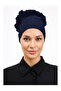 Ruffled Seamless Combed Cotton Bonnet Navy Blue - Women's Hijab Tie Bun Inner Bonnet - 2