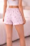 Satin Ribbon Bel Detail Pink Ribbon Patterned Shorts Single Bottom Pajamas - 3