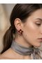 2-Piece Burgundy Enameled Flower Earrings Women's Earrings Allergy-Free Stylish Daily Jewelry Steel Jewelry - 2