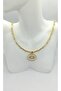 Eye Figured Pipe Ball Chain Gold Necklace (40+5 cm)