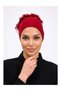 Ruffled Seamless Combed Cotton Bonnet Burgundy - Women's Hijab Tie-Up Bun Inner Bonnet