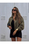 Oversize Suede Women's Jacket with Epaulet Detail, Stylish Seasonal Model - 5