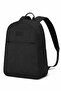 حقيبة ظهر سوداء للكمبيوتر المحمول مكونة من قسمين، مقاومة للماء، مزودة بسحاب وتفاصيل من القماش