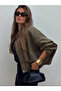 Oversize Suede Women's Jacket with Epaulet Detail, Stylish Seasonal Model - 6