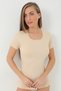 Women's Skin T-Shirt Crew Neck Short Sleeve Undershirt 100% Cotton Ribbed - 2