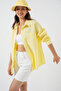 20153 Single Pocket Oversize Linen Shirt - Light Yellow - 3