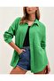 20153 Single Pocket Oversize Linen Shirt - Green - 2