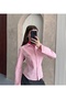 Women's Pink Pencil Trend Slim Fit Poplin Collared Office Style Shirt - 3