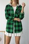 Women's Patterned Colorful Lumberjack Oversized Loose and Wide Fit Casual Double Hooded Jacket Shirt - 4