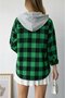 Women's Patterned Colorful Lumberjack Oversized Loose and Wide Fit Casual Double Hooded Jacket Shirt - 2