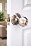 Door Knob Lock Set, Satin Nickel Finish, Round Ball Design, with Keys and Installation Hardware