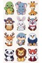 Set of 12 Cute Animal Stickers