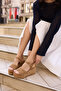 Simal Women's Nude Genuine Leather Suet Padded Heel Sandals - 4