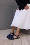 Zaffo Women's Navy Blue Genuine Leather Sandals Flats - 2