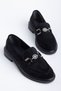 Mabel Black Suede Buckle Detail Women's Loafer Shoes - 4