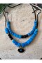 Handmade Evil Eye Bead Eye Glass Blue Necklace - 2