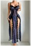 Women's Slit Long Stylish Nightgown with Straps - 2