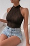 Women's Halter Neck Jacquard Cropped Blouse Patterned Summer Stylish Cropped Top