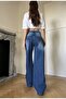 Washed Detailed Wide Leg Retro Baggy Medium Blue Jeans - 2