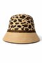 Leopard Print Women's Bucket Hat, Summer Beach Hat, Straw Look Trendy Bucket Hat - 7