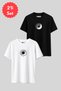Minimal Moon Sun Printed Couple T-Shirt Set Oversized Cotton Couple T-Shirt - 4